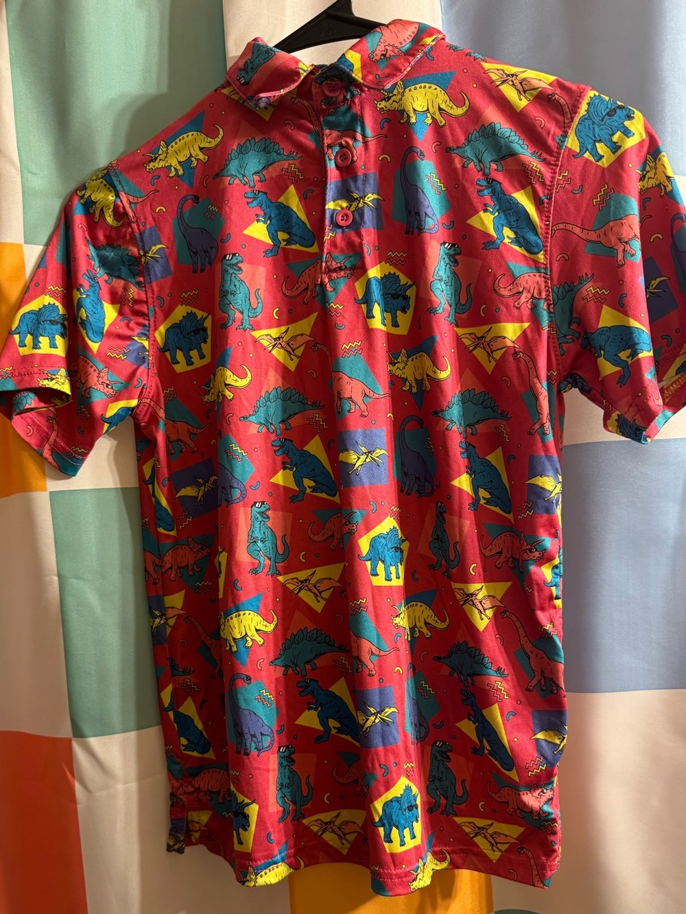 Boys Aeroline Pink Dinosaur Shirt - Size Youth Medium